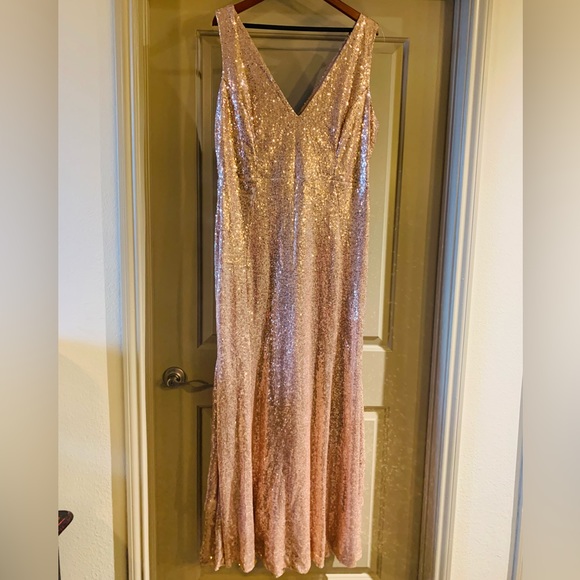Women’s Plus size Rose Gold Sequin long dress - Picture 6 of 13
